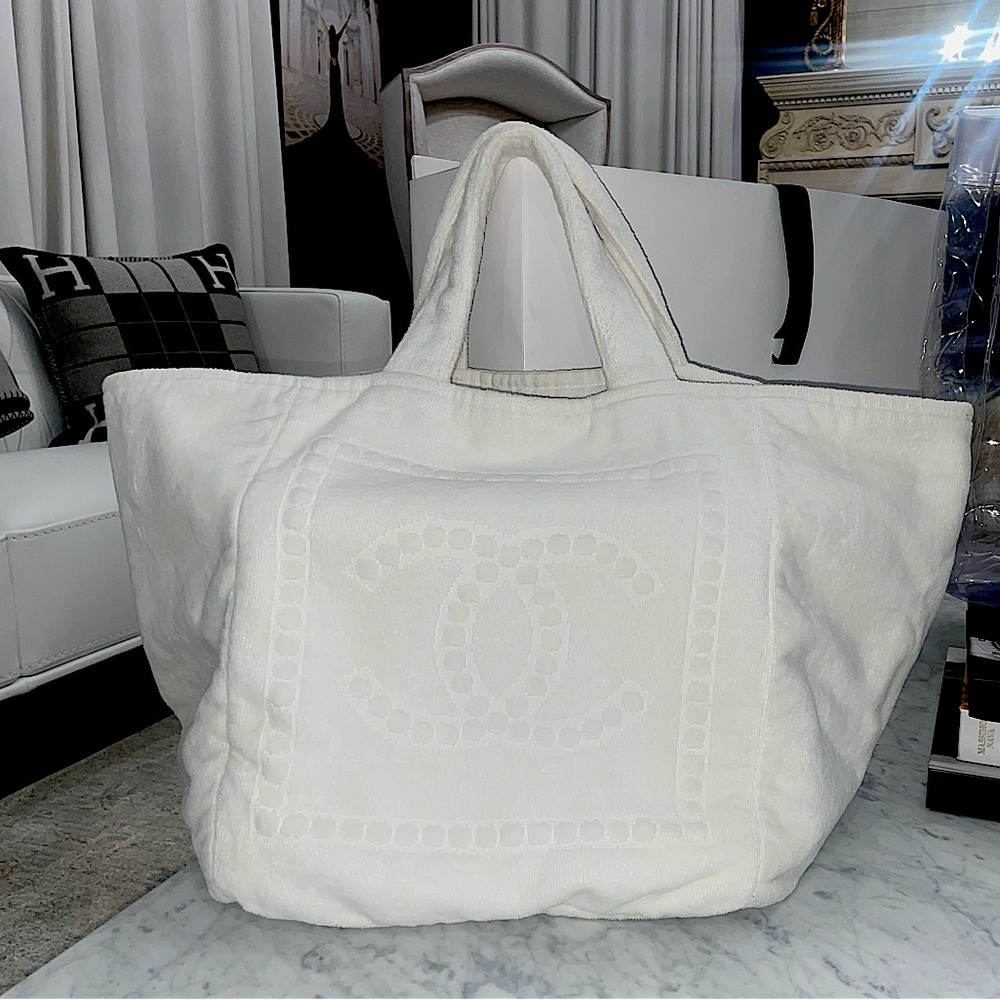 Chanel CC Terry Cloth large beach tote